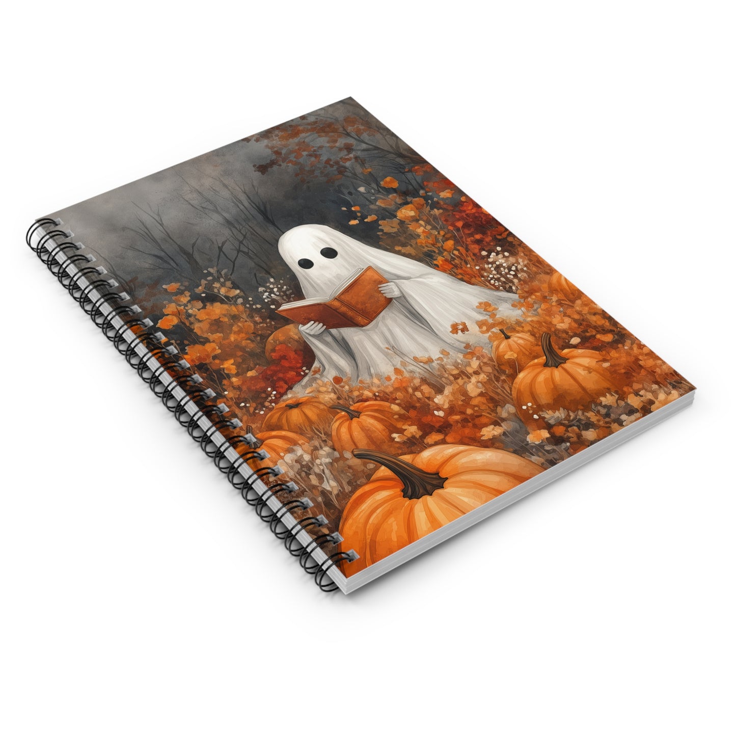 Cute Ghost Reading Spiral Notebook | Halloween Book Lover Journal | Spooky Autumn Notebook | Cozy Fall Journal