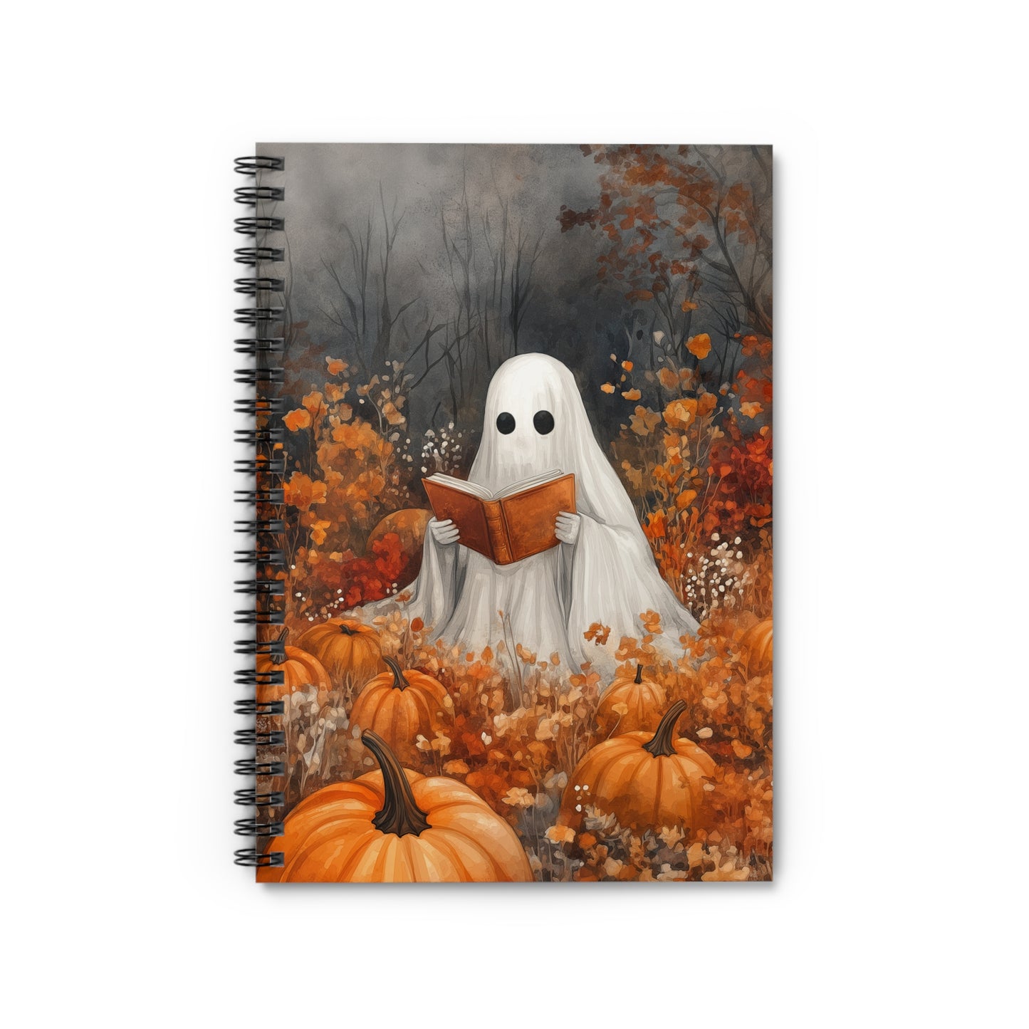 Cute Ghost Reading Spiral Notebook | Halloween Book Lover Journal | Spooky Autumn Notebook | Cozy Fall Journal